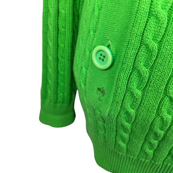 Lilly Pulitzer Cardigan Sweater Hoodie Womens Small Green Cable Knit 100% Cotton - Picture 3 of 10